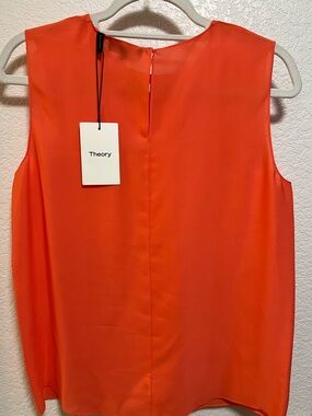 Theory Sleeveless Shell Top in Coral-Orange